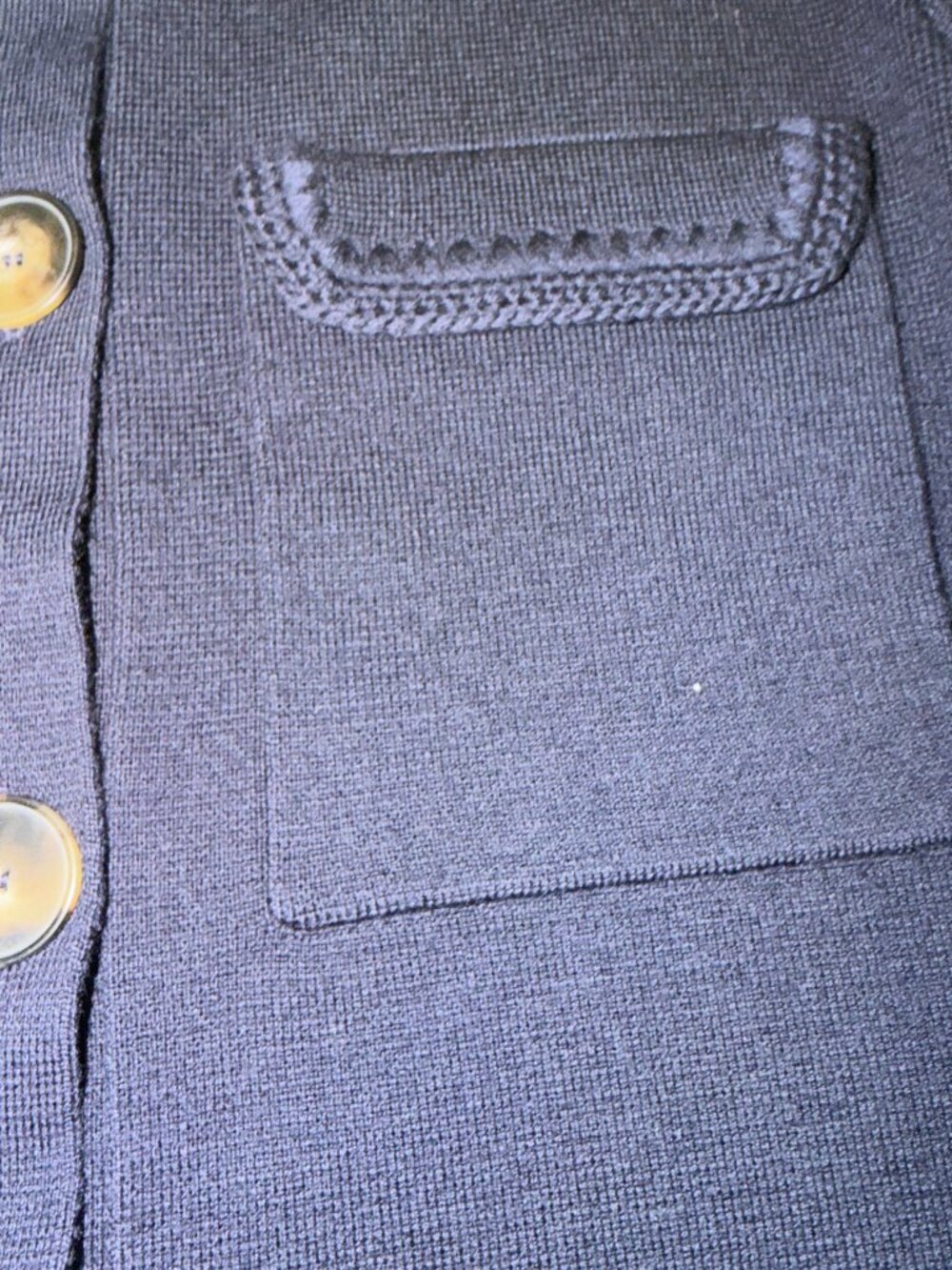 Sézane La Maille Betty Crochet Trim Knit Jacket Sweater Navy NWT Size L - Picture 9 of 14